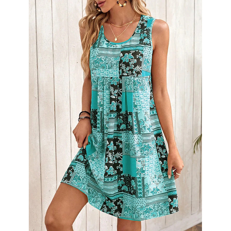 Women's Summer Dress Sleeveless Floral Boho Sundress Swimsuit