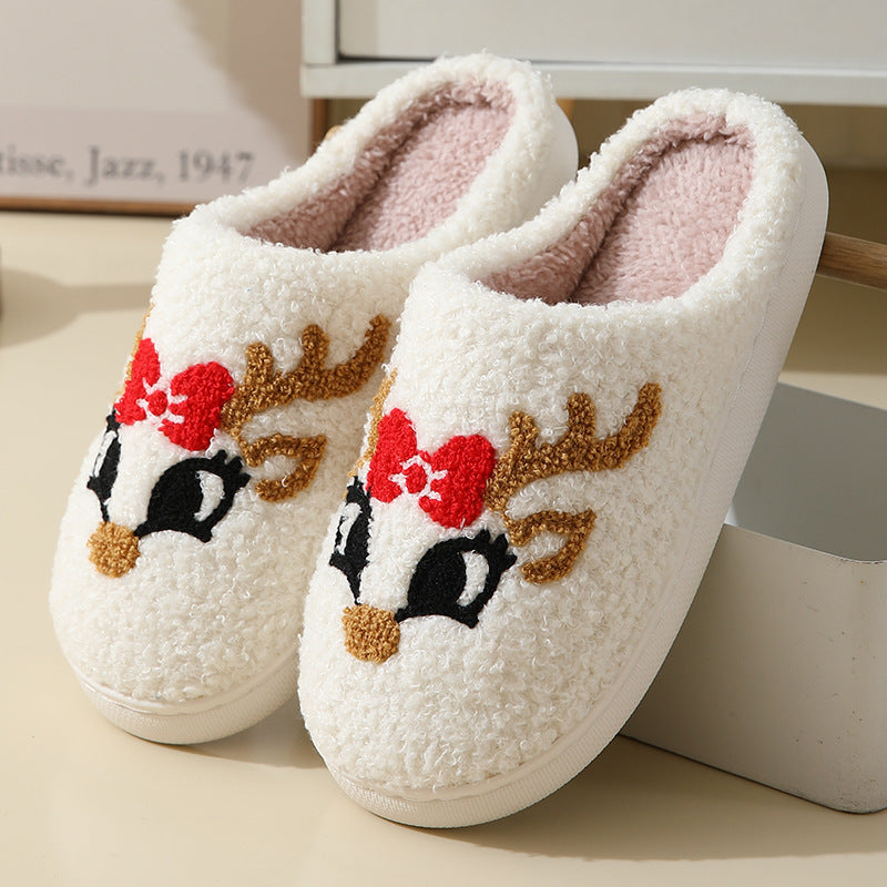 Winter Warm Furry Shoes Christmas Home Slippers Cute Cartoon Santa Claus