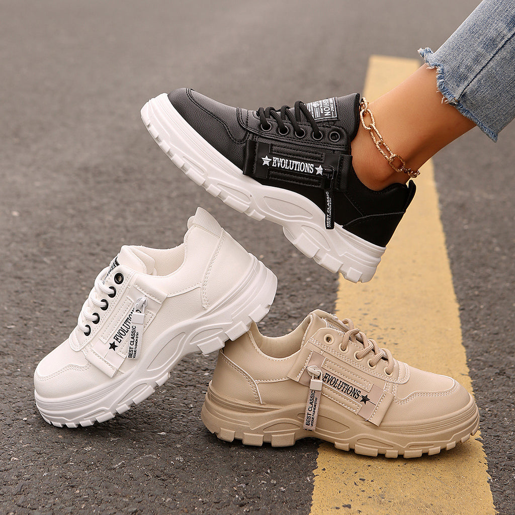 Thick Sole Round Casual Shoes For Women Sneakers