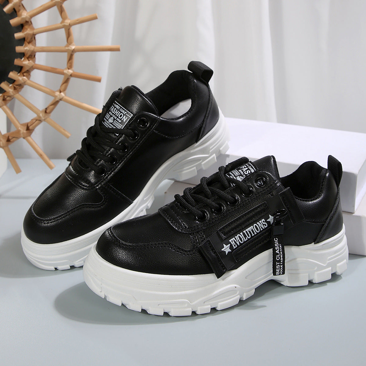 Thick Sole Round Casual Shoes For Women Sneakers