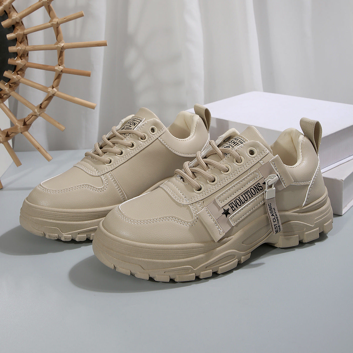 Thick Sole Round Casual Shoes For Women Sneakers