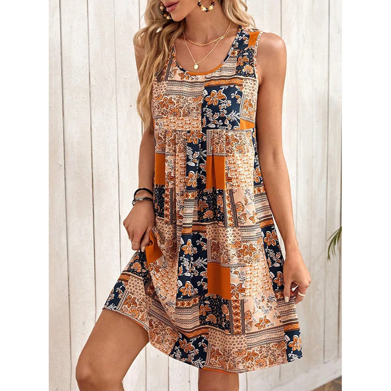 Women's Summer Dress Sleeveless Floral Boho Sundress Swimsuit