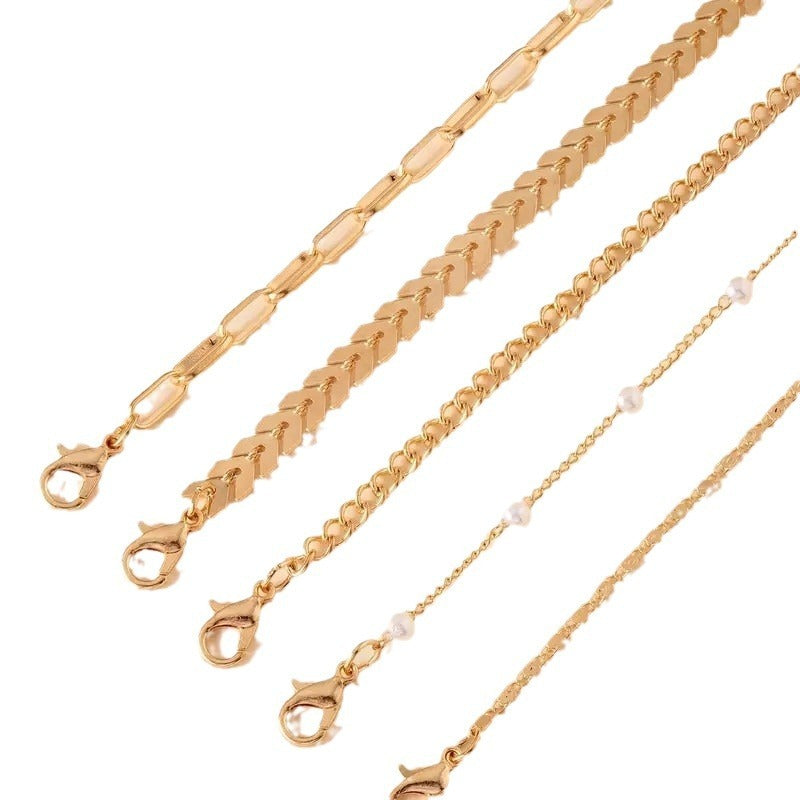 5 Piece Pearl Anklet