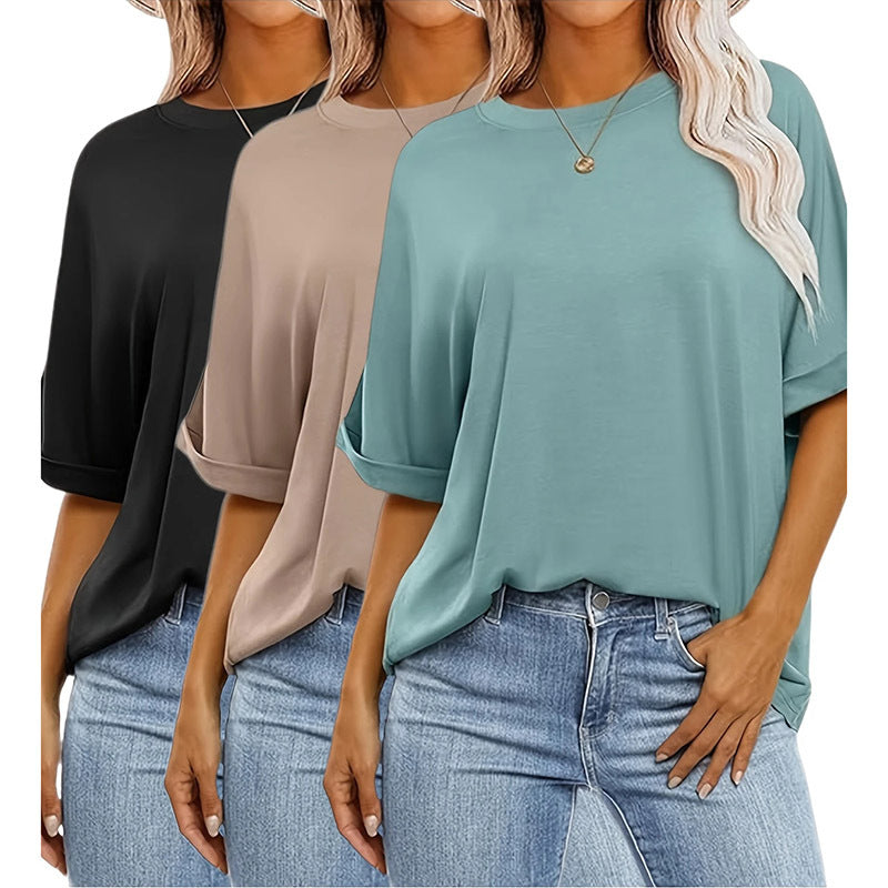 3 Pcs Women Oversized T-Shirt Short Sleeve