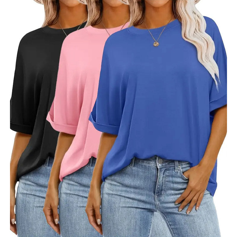 3 Pcs Women Oversized T-Shirt Short Sleeve