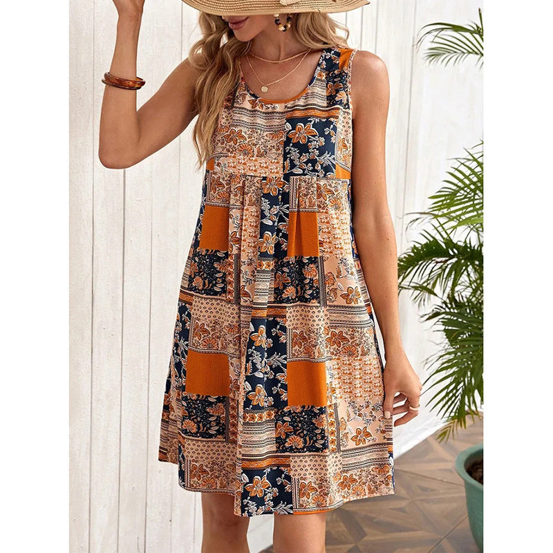 Women's Summer Dress Sleeveless Floral Boho Sundress Swimsuit