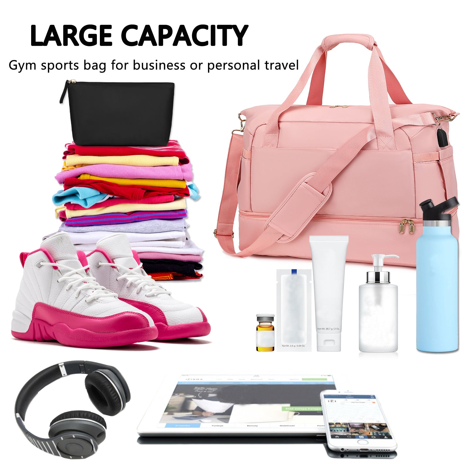Gym & Travel Duffel Bag With USB Charging Port