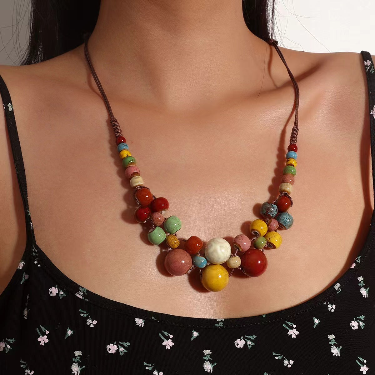 Ethnic Style Beaded Colorful Necklace