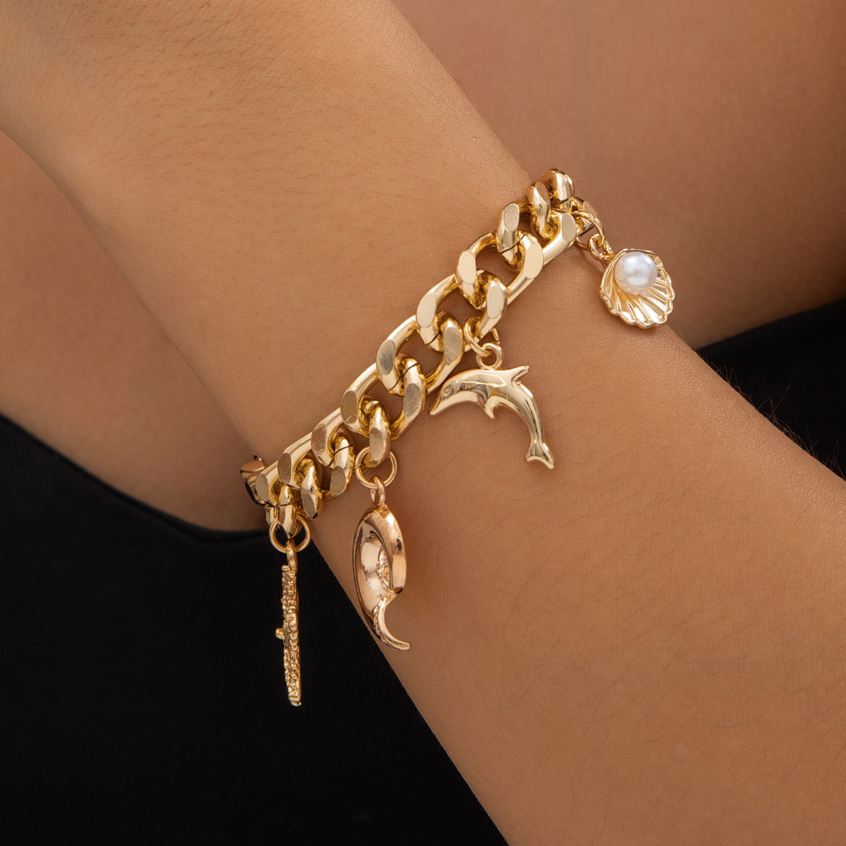 Creative Boho Conch Dolphin Starfish Pendant