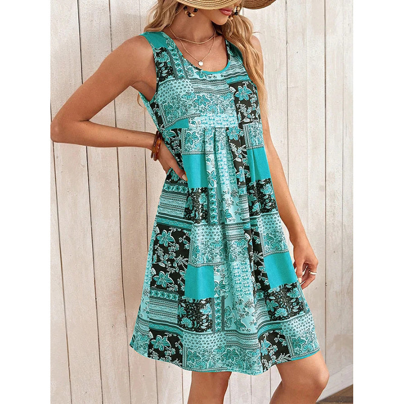 Women's Summer Dress Sleeveless Floral Boho Sundress Swimsuit
