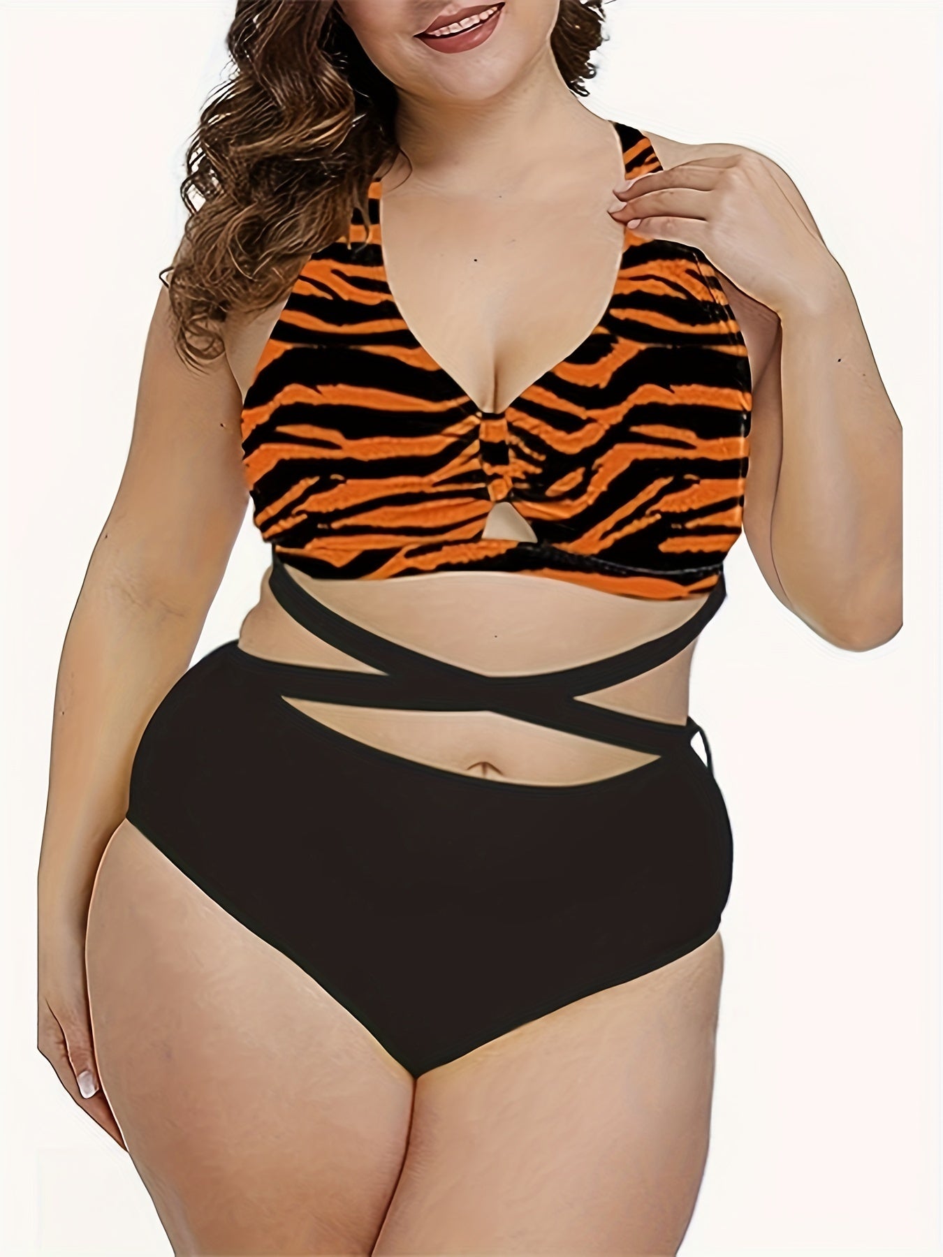 Zebra Print Bikini - Crisscross Straps