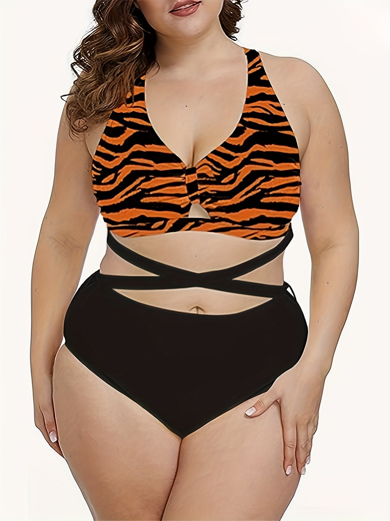 Zebra Print Bikini - Crisscross Straps