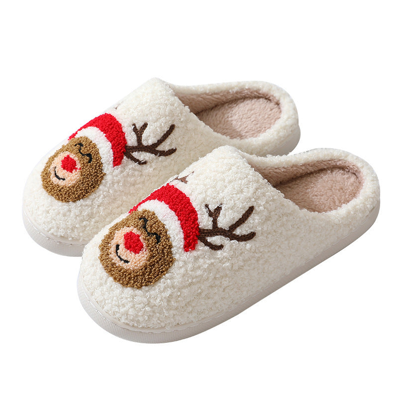Winter Warm Furry Shoes Christmas Home Slippers Cute Cartoon Santa Claus