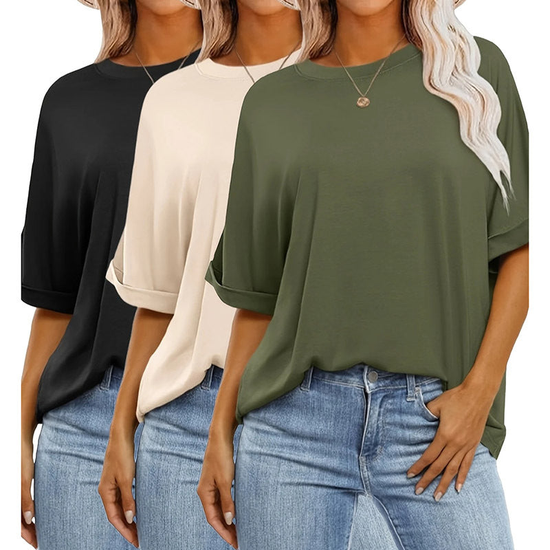 3 Pcs Women Oversized T-Shirt Short Sleeve