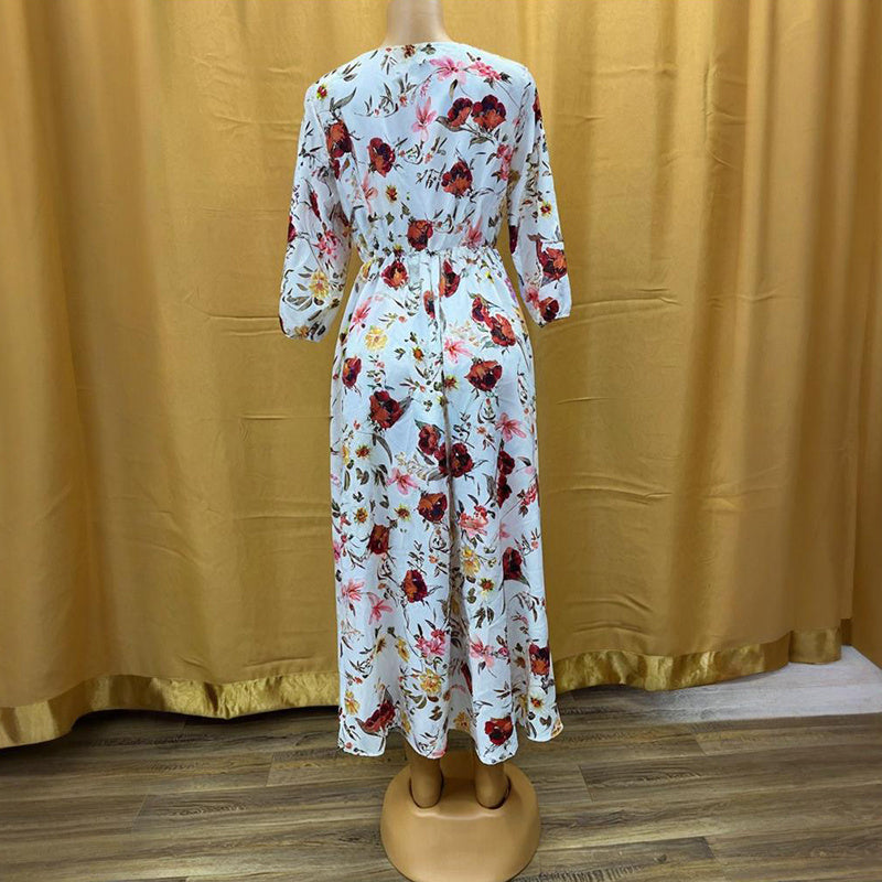 Women's Elegant Floral Print Boho Dress